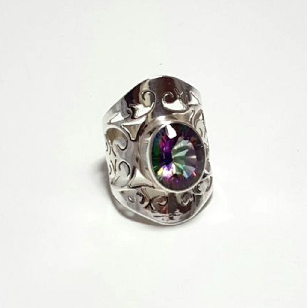 Mystic Quartz Scroll Design Ring